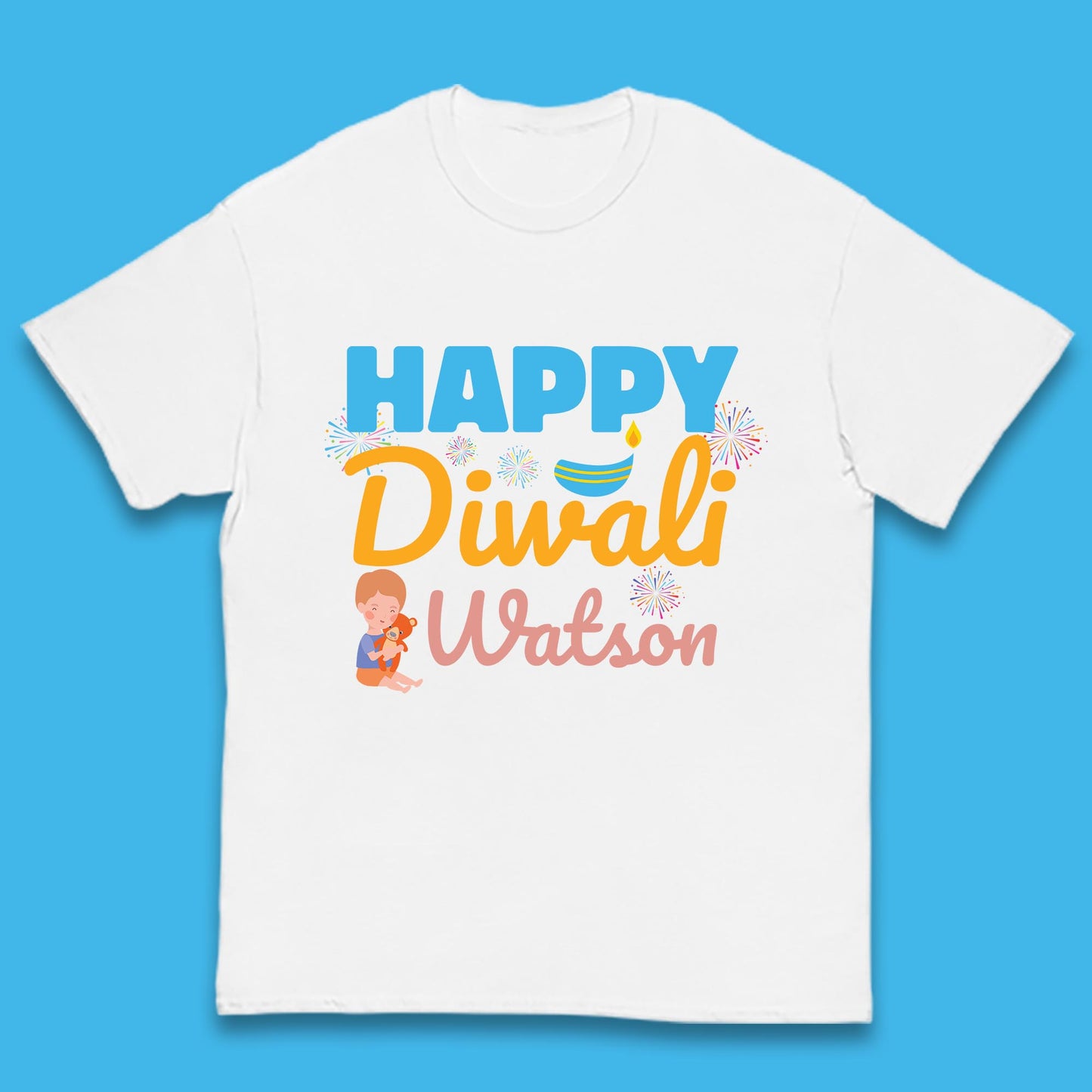 Personalised Happy Diwali Festival Of Lights Your Name Indian Diwali Holiday Celebration Kids T Shirt