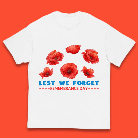 Lest We Forget Remembrance Day Poppy Flowers British Armed Forces Day Kids T Shirt