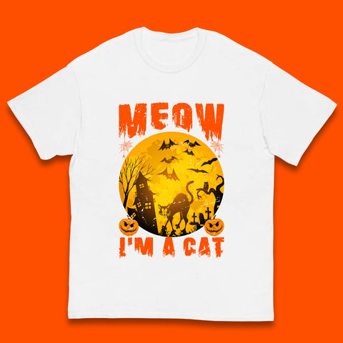 Meow I'm A Cat Halloween Black Cat Horror Scary Haunted House Kids T Shirt