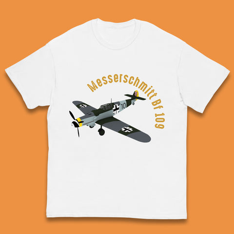Messerschmitt Bf 109 Fighter Aircraft Vintage Retro Military Fighter Jets World War Remembrance Day Kids T Shirt