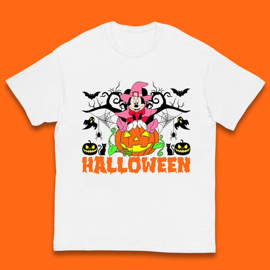 Disney Halloween Witch Minnie Mouse Sitting On Pumpkin Horror Scary Disneyland Trip Costume Kids T Shirt