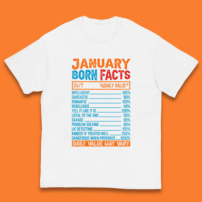 January Born Facts Kids T-Shirt