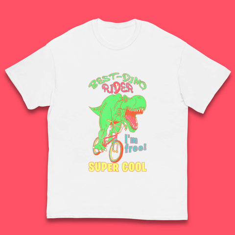 Dinosaur Riding Bicycle Kids T-Shirt