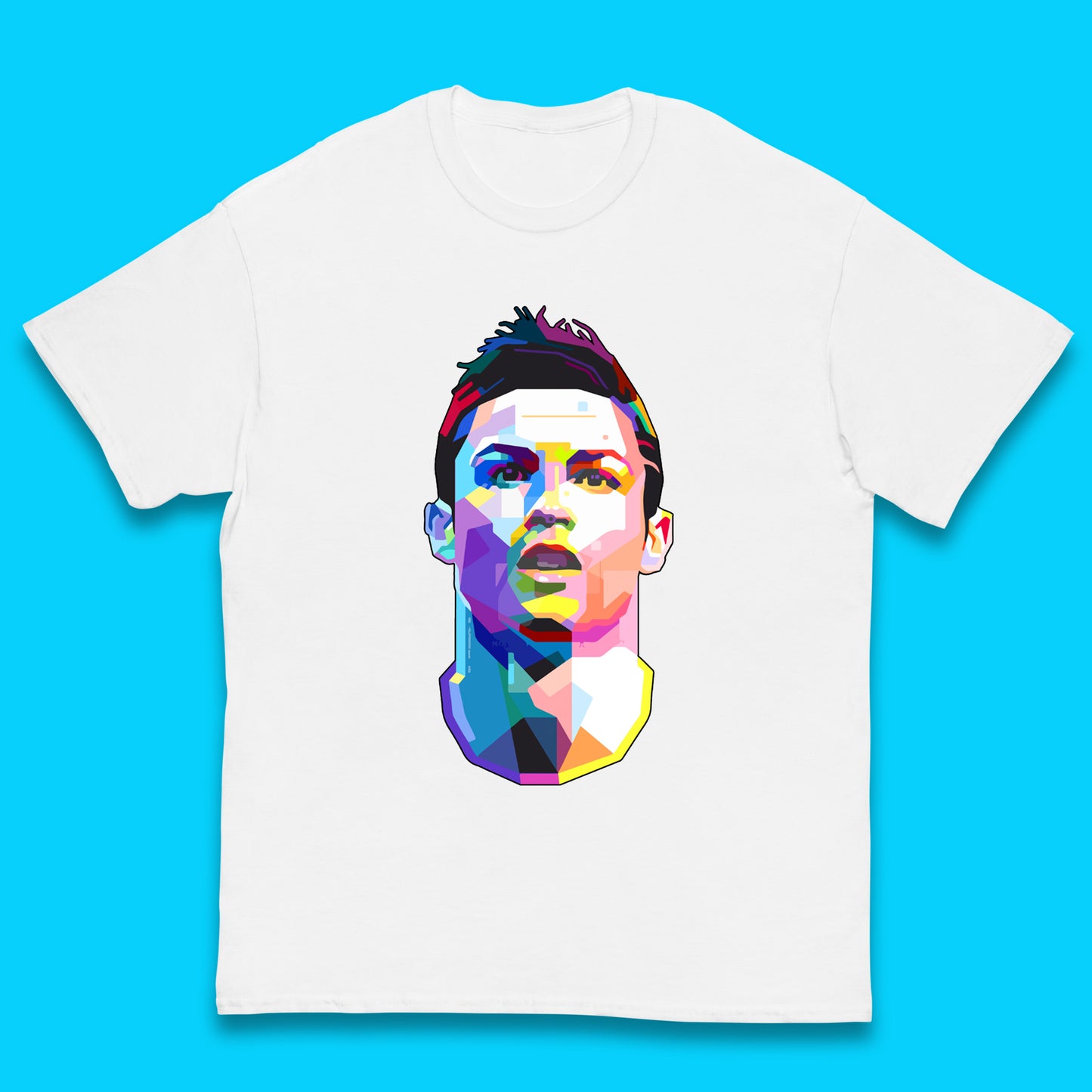 Cristiano Ronaldo Retro Style Portrait Football Player CR7 Portuguese Professional Footballer Soccer Player Sports Champion Kids T Shirt