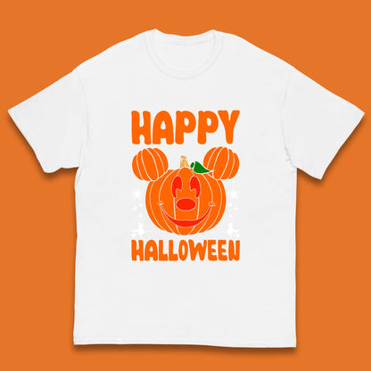 Happy Halloween Disney Mickey Mouse Jack-o-lantern Pumpkin Face Horror Scary Disney Trip Kids T Shirt