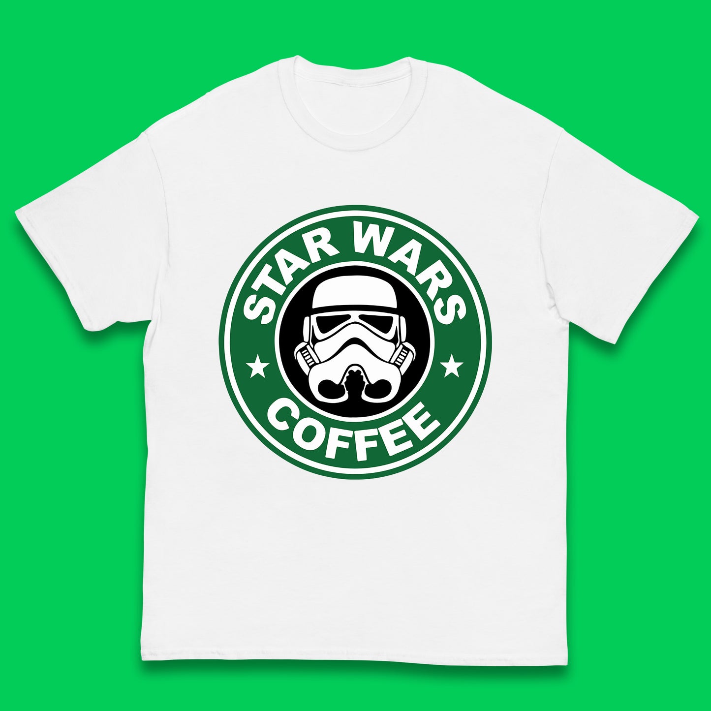 Star Wars Coffee Stormtrooper Sci-fi Action Adventure Movie Character Starbucks Coffee Spoof Star Wars 46th Anniversary Kids T Shirt