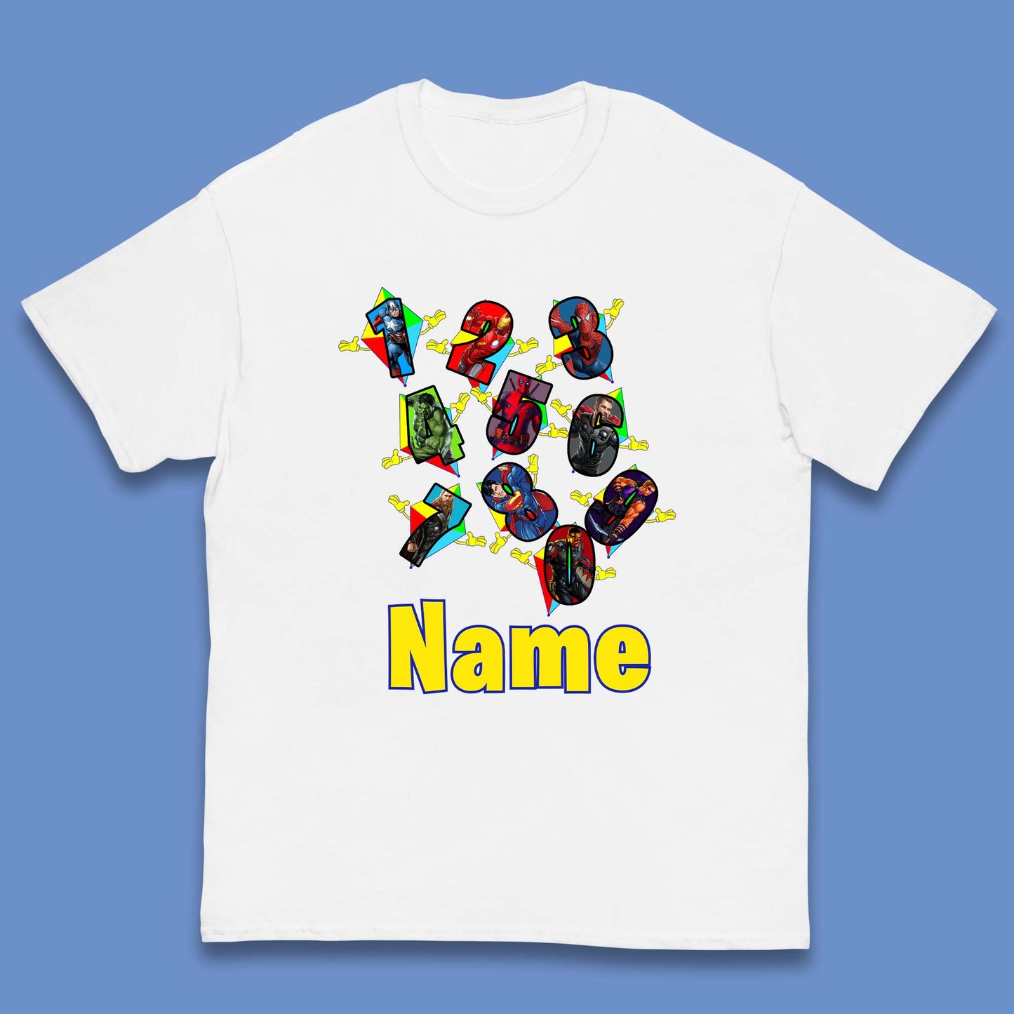 Personalised Number Day Superheroes Superheroes Kids T-Shirt