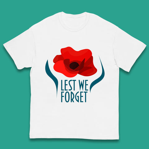 Lest We Forget Poppy Flower Remembrance Day British Armed Force Kids T Shirt