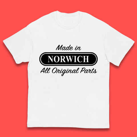 Made In Norwich All Original Parts Vintage Retro Birthday The City of Stories City In England Gift Kids T Shirt