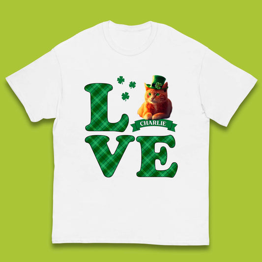 Personalised Love St. Patrick's Cat Kids T-Shirt