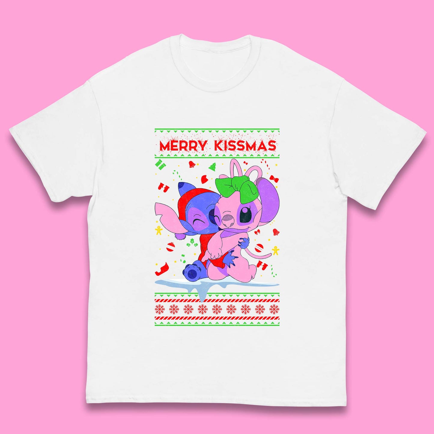 merry kissmas disney stitch and angel t shirt