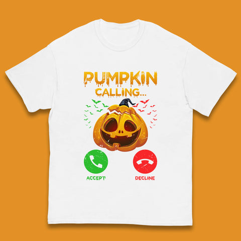 Halloween Pumpkin Calling Funny Phone Call Horror Scary Jack O Lantern Kids T Shirt