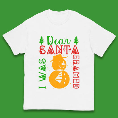 Dear Santa I Was Framed Snowman Christmas Holiday Season Xmas Vibes Kids T Shirt