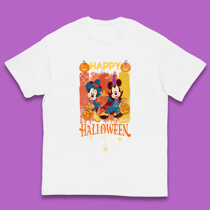 Happy Halloween Disney Witch Mickey Mouse Minnie Mouse Horror Scary Disneyland Trip Kids T Shirt