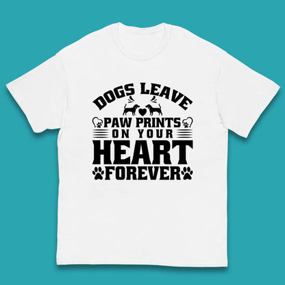 Dogs Leave Paw Print On Your Heart Forever Dog Paw Lovers Kids T Shirt