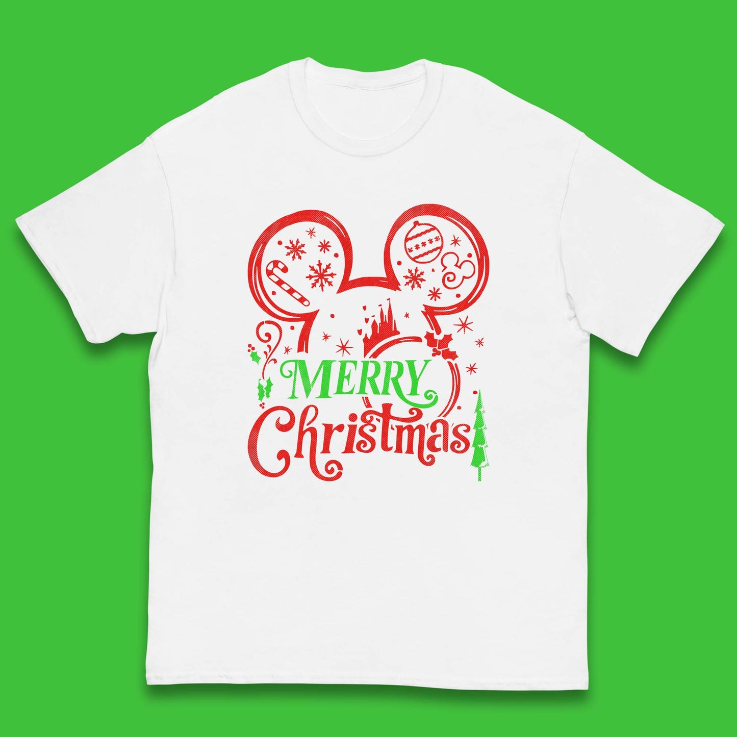 mickey mouse head christmas t shirt