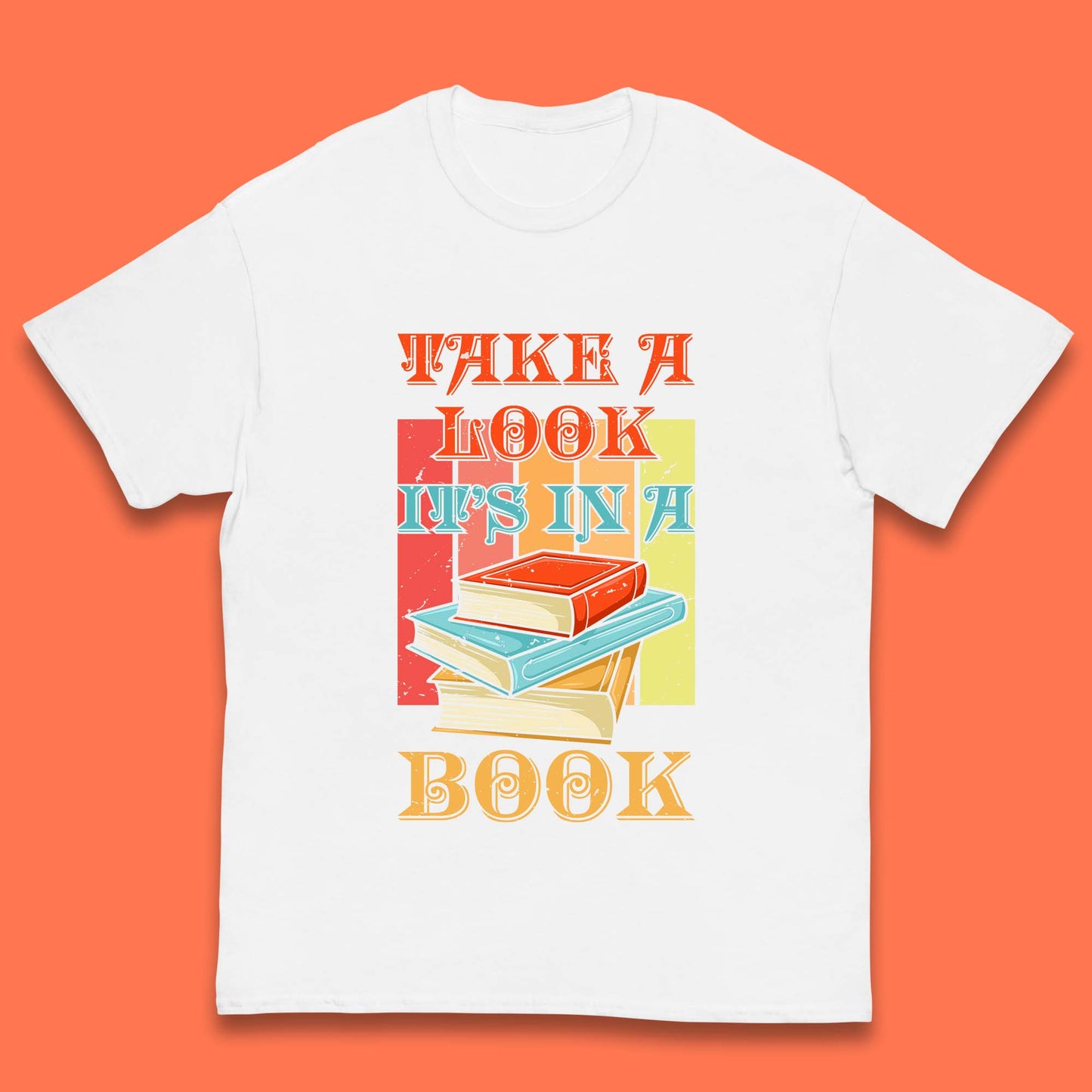 Take A Look It's In A Book Retro Reading Book Lover Bookish Librarian Kids T Shirt