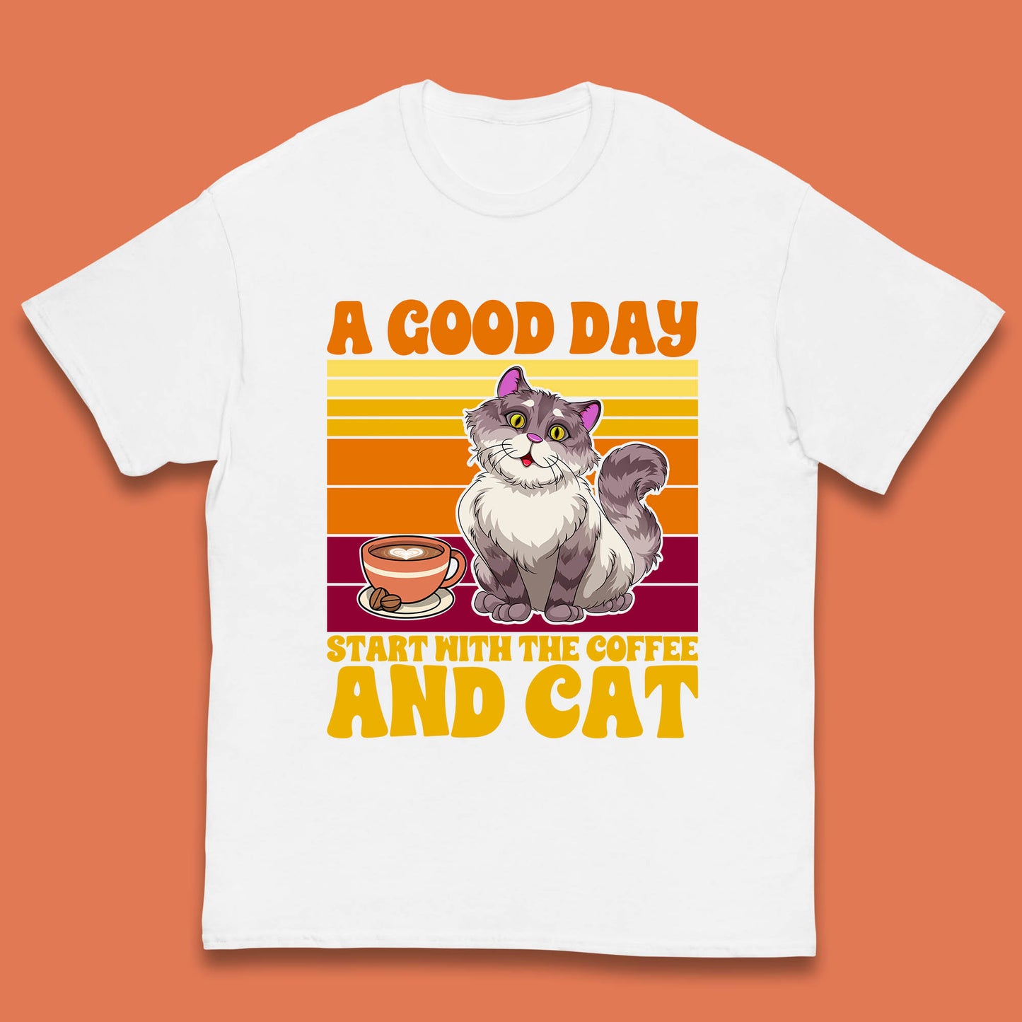 A Good Day Start With The Coffee And Cat Kids T Shirt