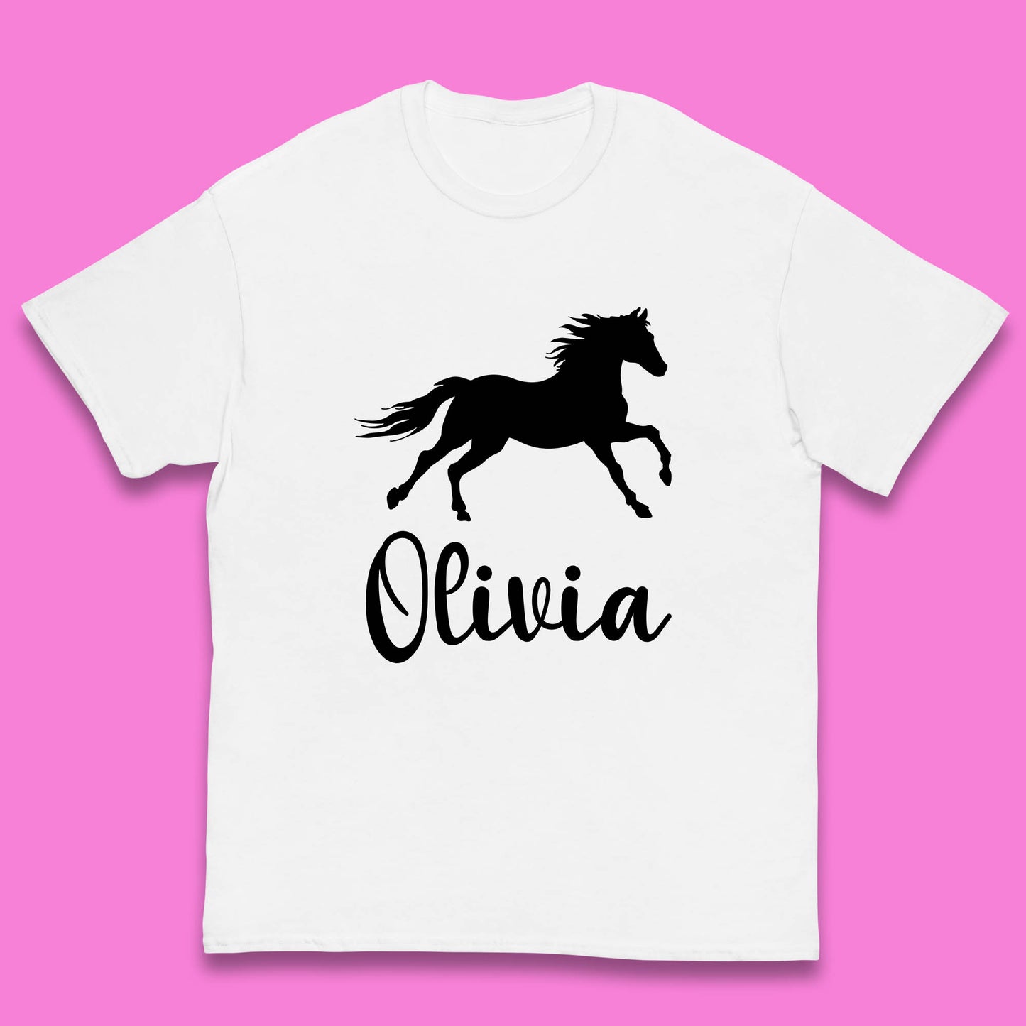 Personalised Running Unicorn Your Name Or Custom Text Horse & Pony Lover Magic Believer Kids T Shirt