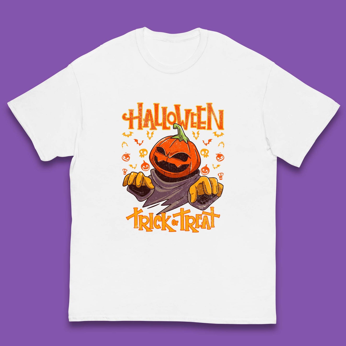 Halloween Trick Or Treat Pumpkin Character Halloween Scary Evil Pumpkin Kids T Shirt