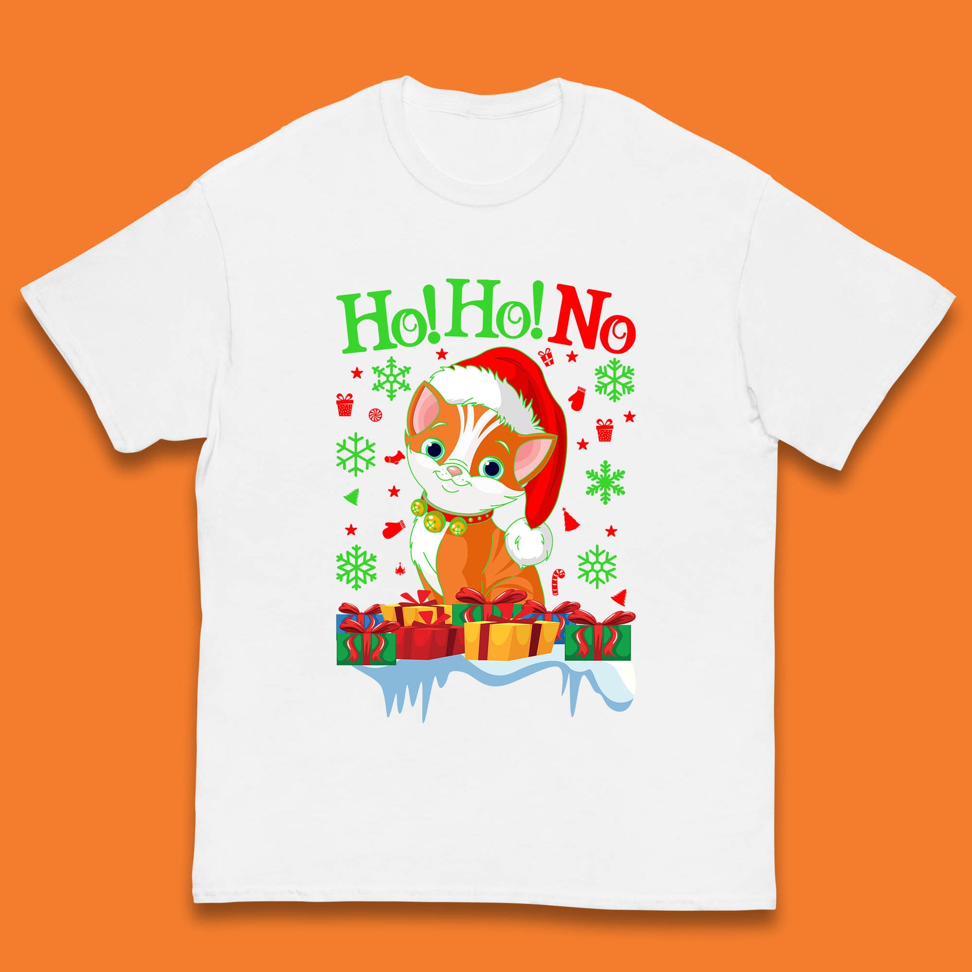 Ho Ho No Christmas Cat Kids T-shirt