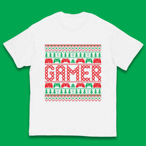 Gamer Christmas Game Controllers Game Day Christmas Gaming Ugly Xmas Kids T Shirt