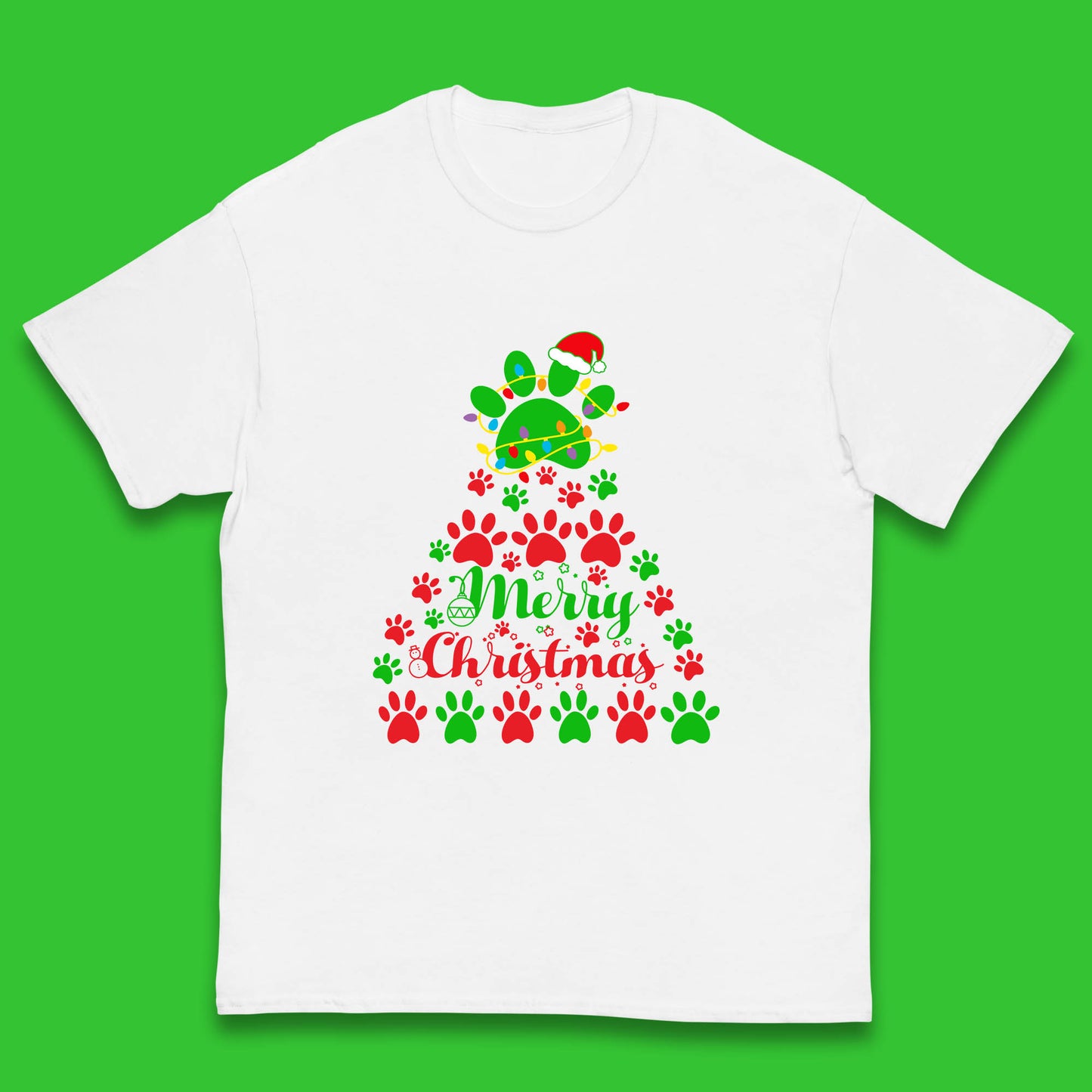 merry christmas paws tree t shirt