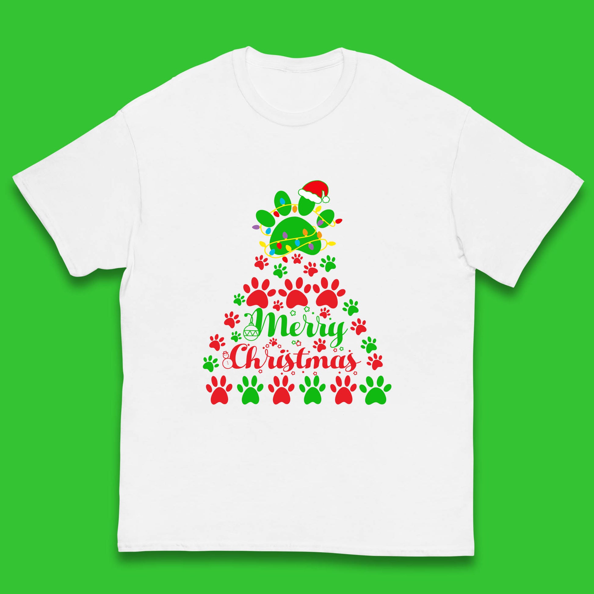 merry christmas paws tree t shirt