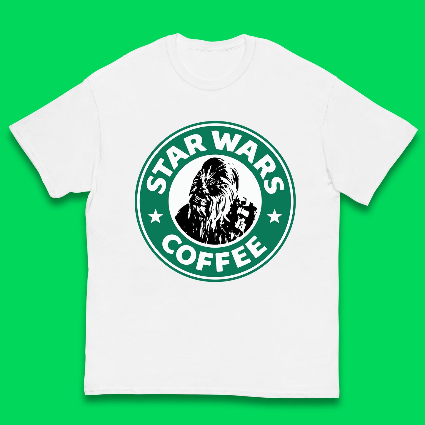 Chewbacca Star Wars Coffee Sci-fi Action Adventure Movie Character Starbucks Coffee Spoof 46th Anniversary Kids T Shirt