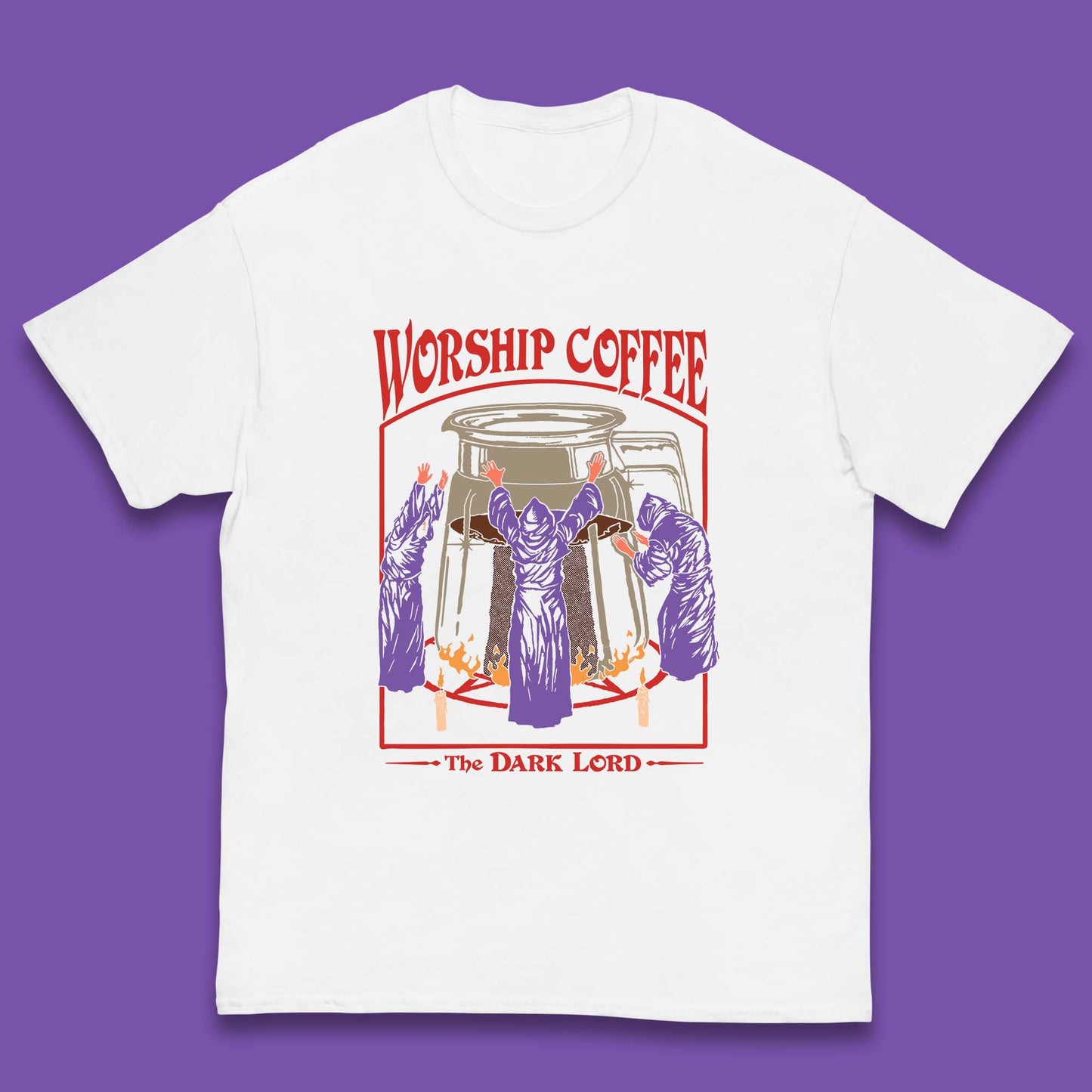 Worship Coffee The Dark Lord Aesthetic Vintage Coffee Retro Halloween Coffee Lover Faith Kids T Shirt