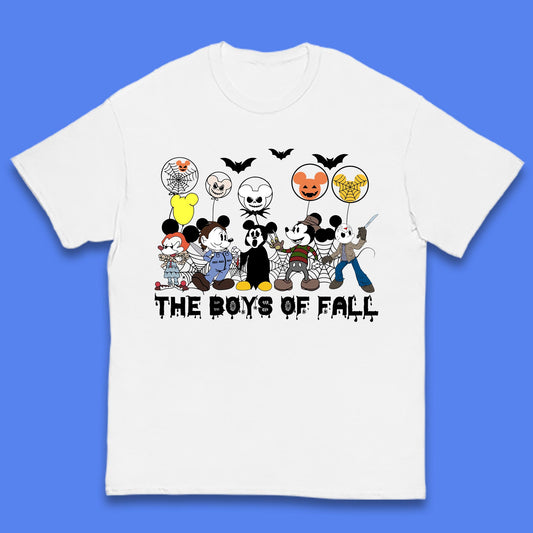 The Boys Of Fall Halloween Disney Mickey Mouse & Friends Horror Movie Characters Kids T Shirt