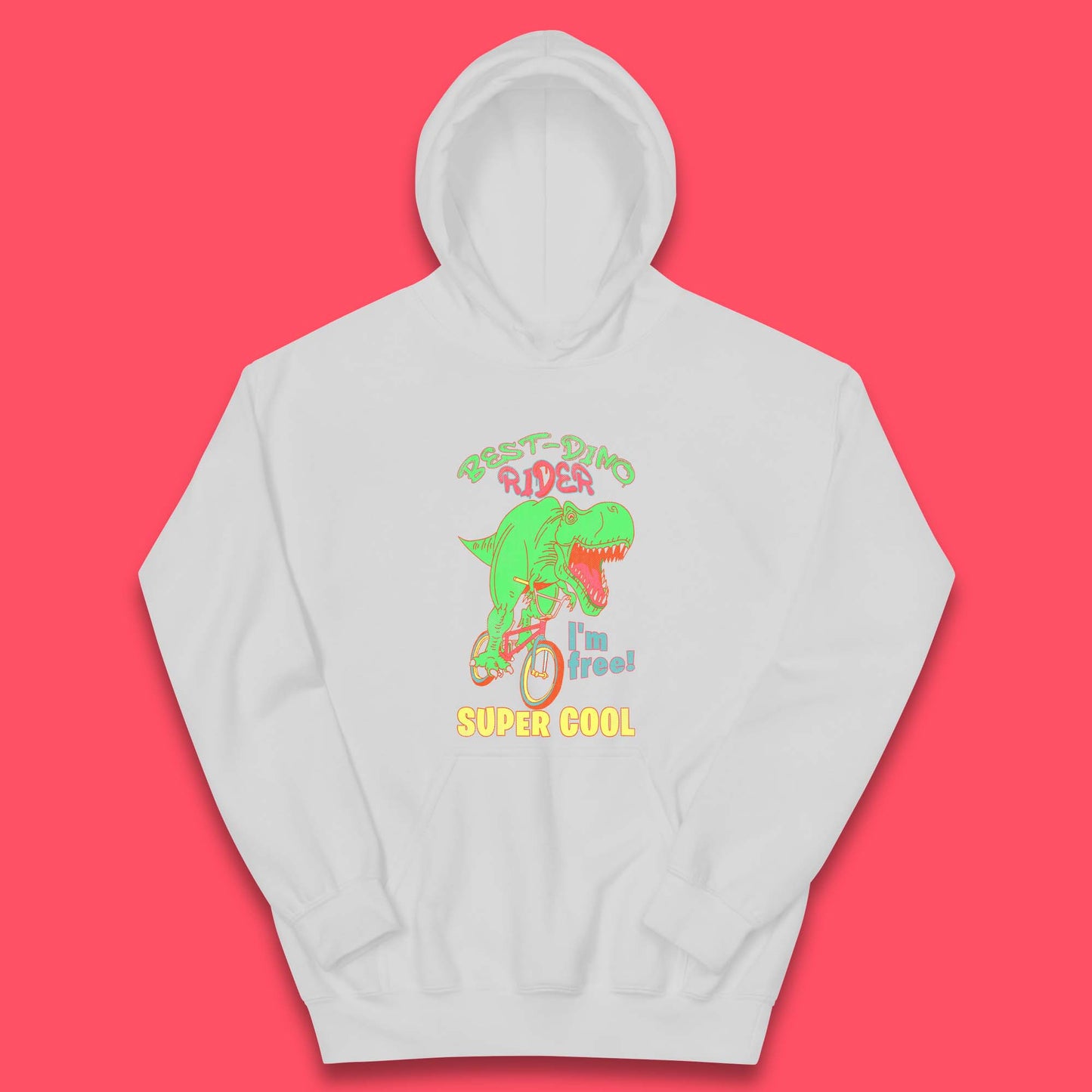 Dinosaur Riding Bicycle Kids Hoodie