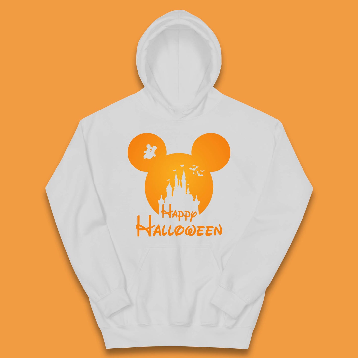 Happy Halloween Mickey Mouse Disney Castle Halloween Scary Boo Flying Bats Kids Hoodie