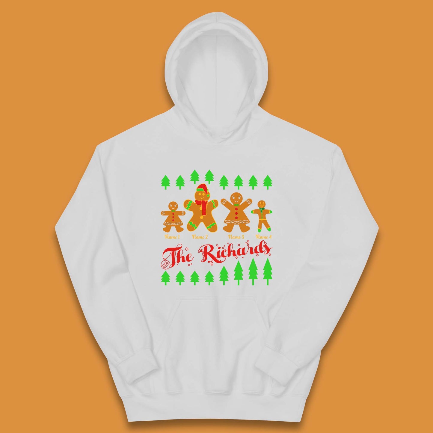 Personalised The Gingerbread Family Christmas Kids Hoodie