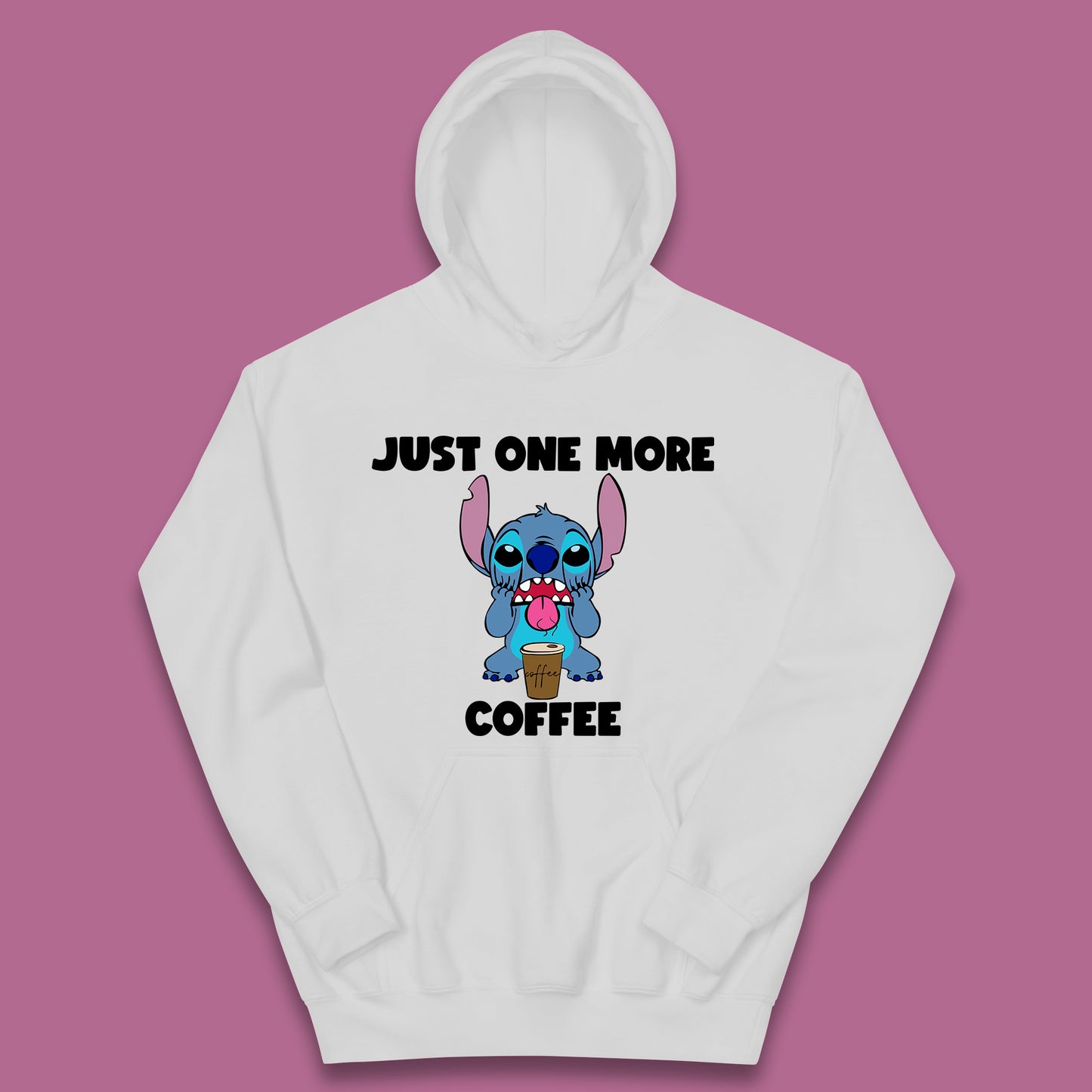 Just One More Coffee Disney Stitch Drink Coffee Disneyworld Lilo & Stitch Lovers Kids Hoodie