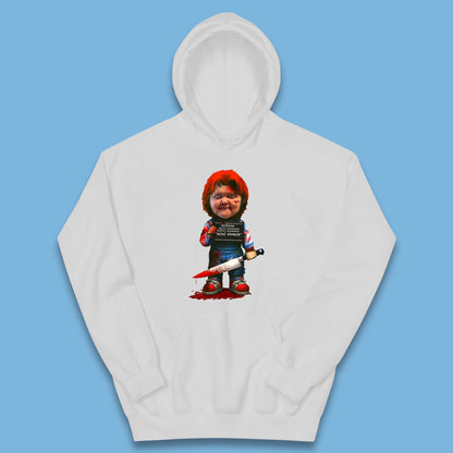 Chucky Mug Shot Russian Police Dept Hasbulla Magomedov Chucky Mini Khabib Inspired Halloween Horror Movie Good Guy Chucky Kids Hoodie