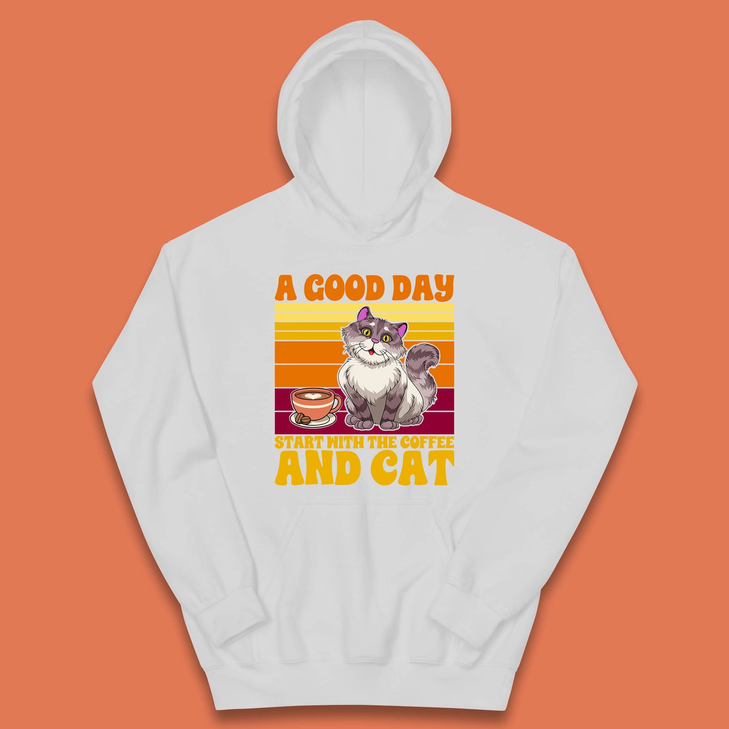 A Good Day Start With The Coffee And Cat Kids Hoodie