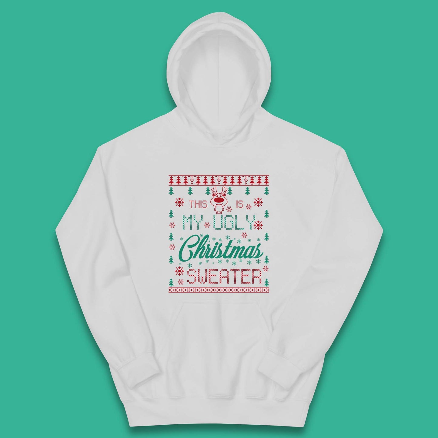 Ugly Christmas Sweater Reindeer Kids Hoodie