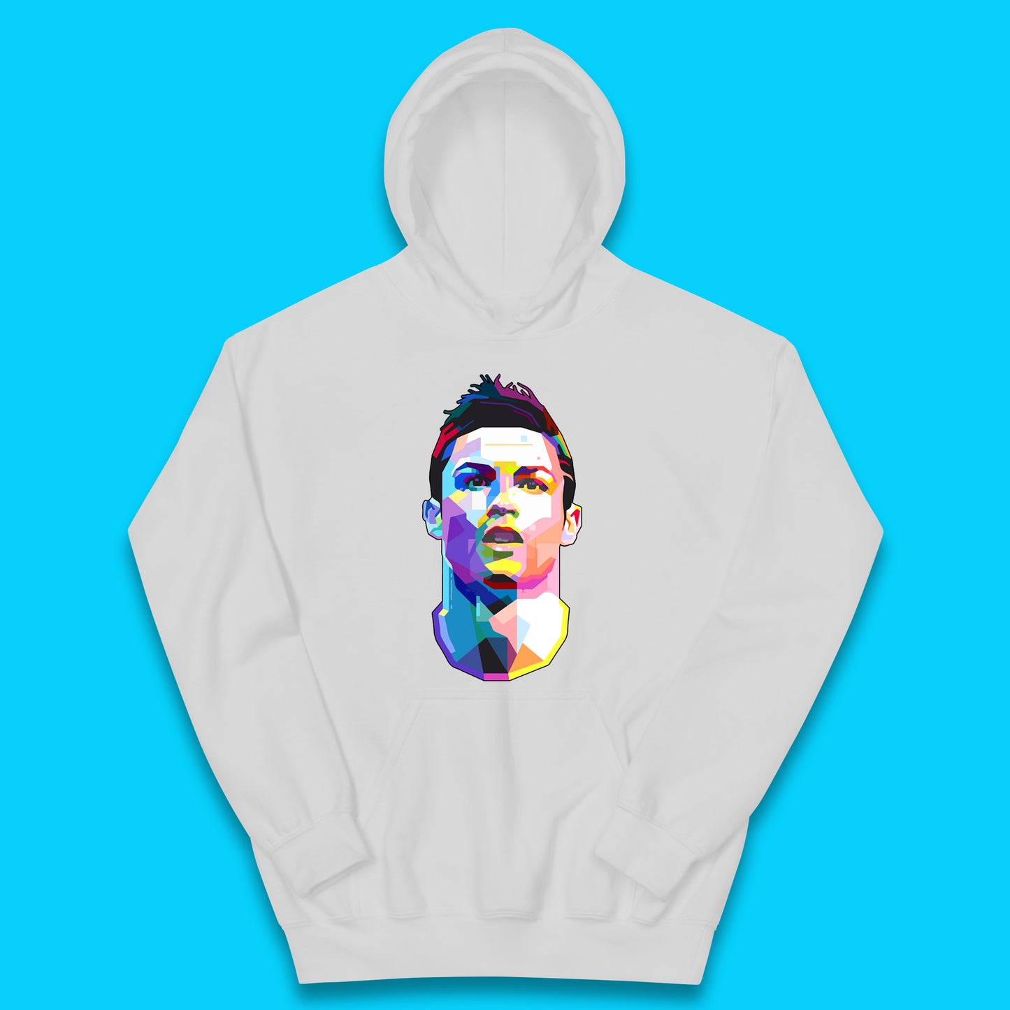 Cristiano Ronaldo Retro Style Portrait Football Player CR7 Portuguese Professional Footballer Soccer Player Sports Champion Kids Hoodie