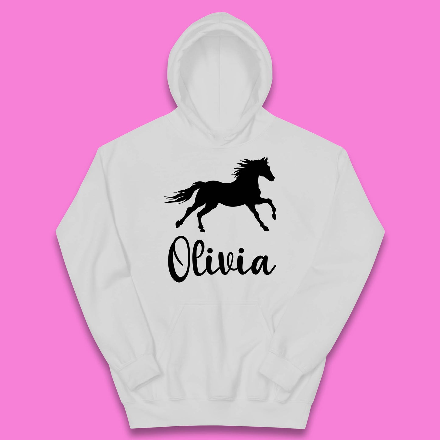 Personalised Running Unicorn Your Name Or Custom Text Horse & Pony Lover Magic Believer Kids Hoodie