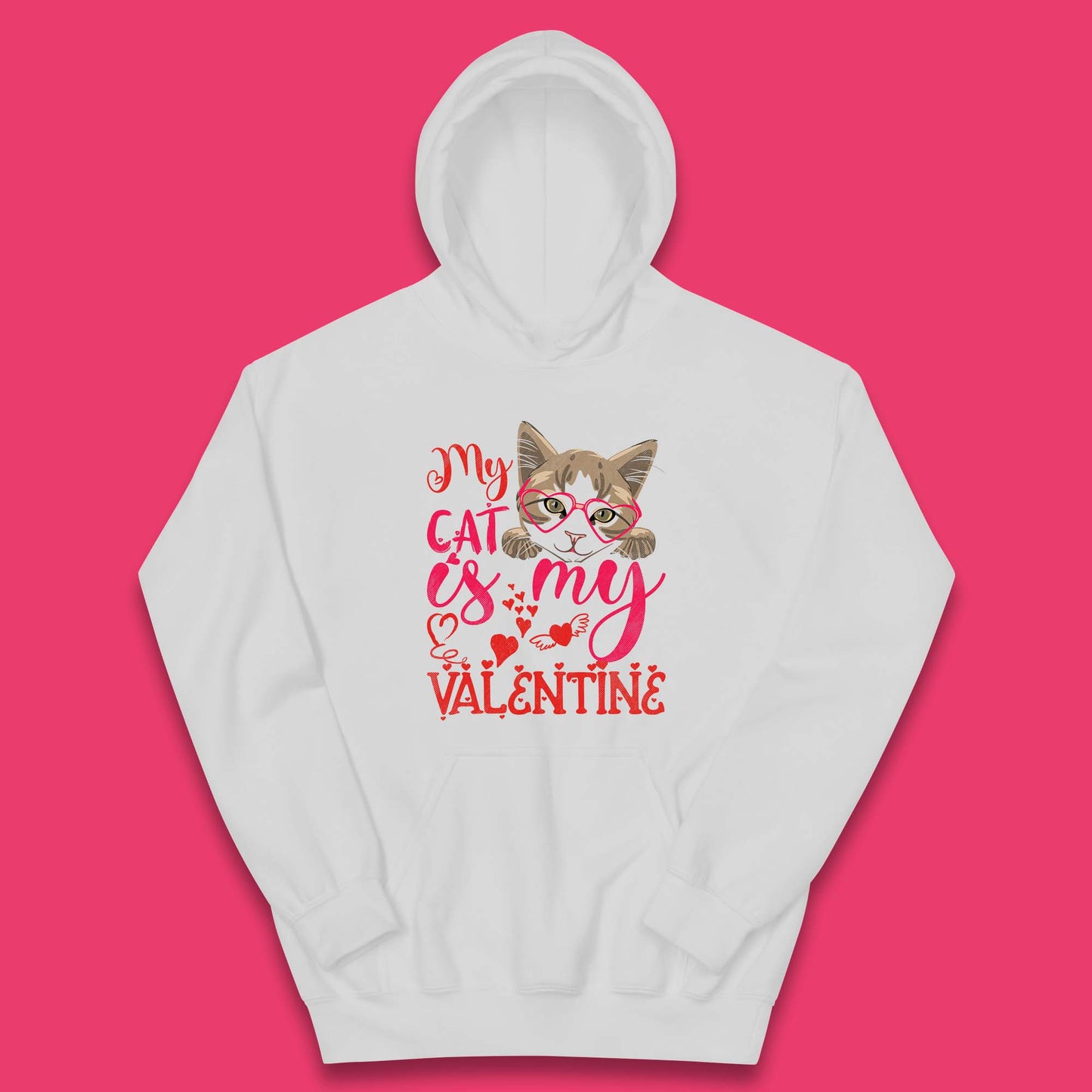 My Cat Is My Valentine Kids Hoodie