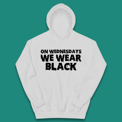 On Wednesday We Wear Black Halloween Wednesday Addams Horror Movie Trending Tv Series Kids Hoodie