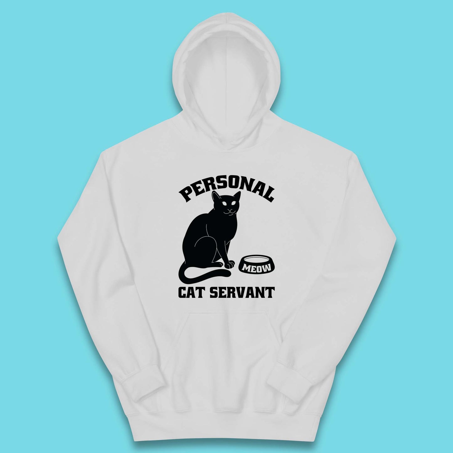 Personal Cat Servant Meow Funny Black Cat Lover Gift Kids Hoodie