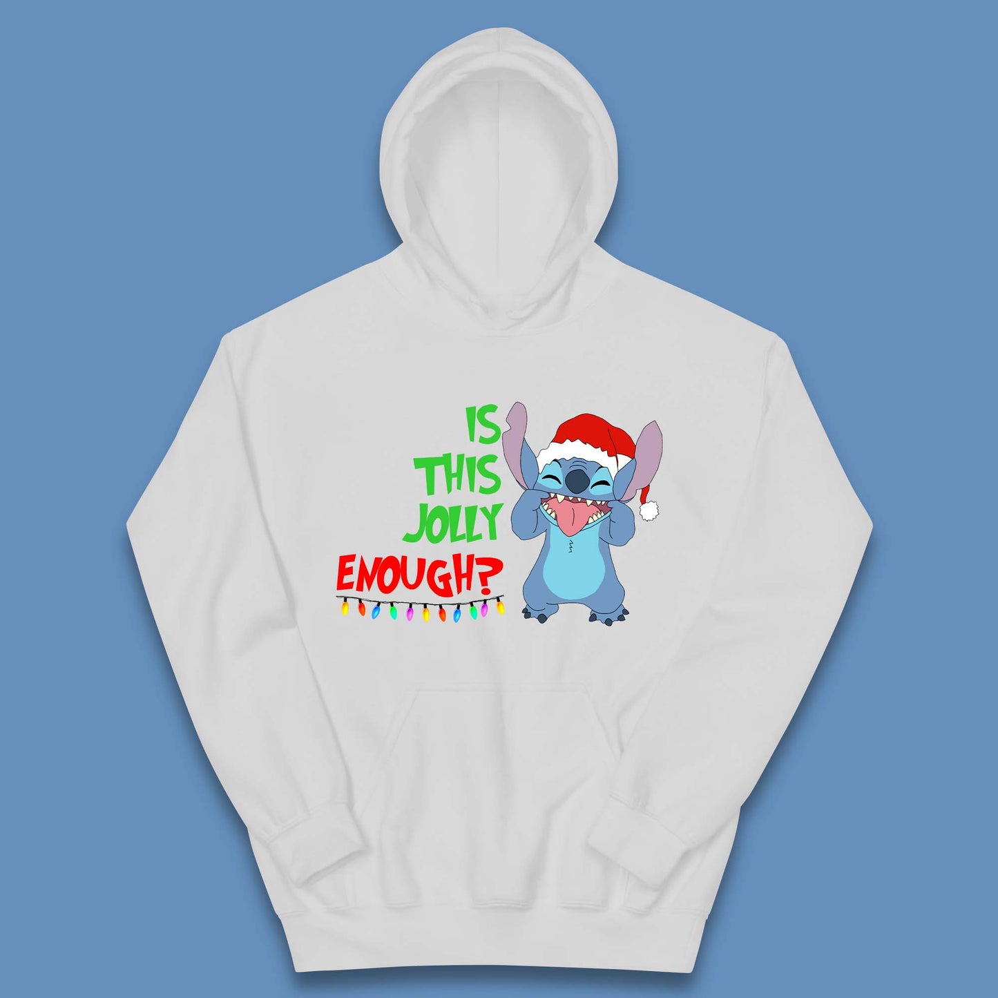 Jolly Enough Stitch Christmas Kids Hoodie