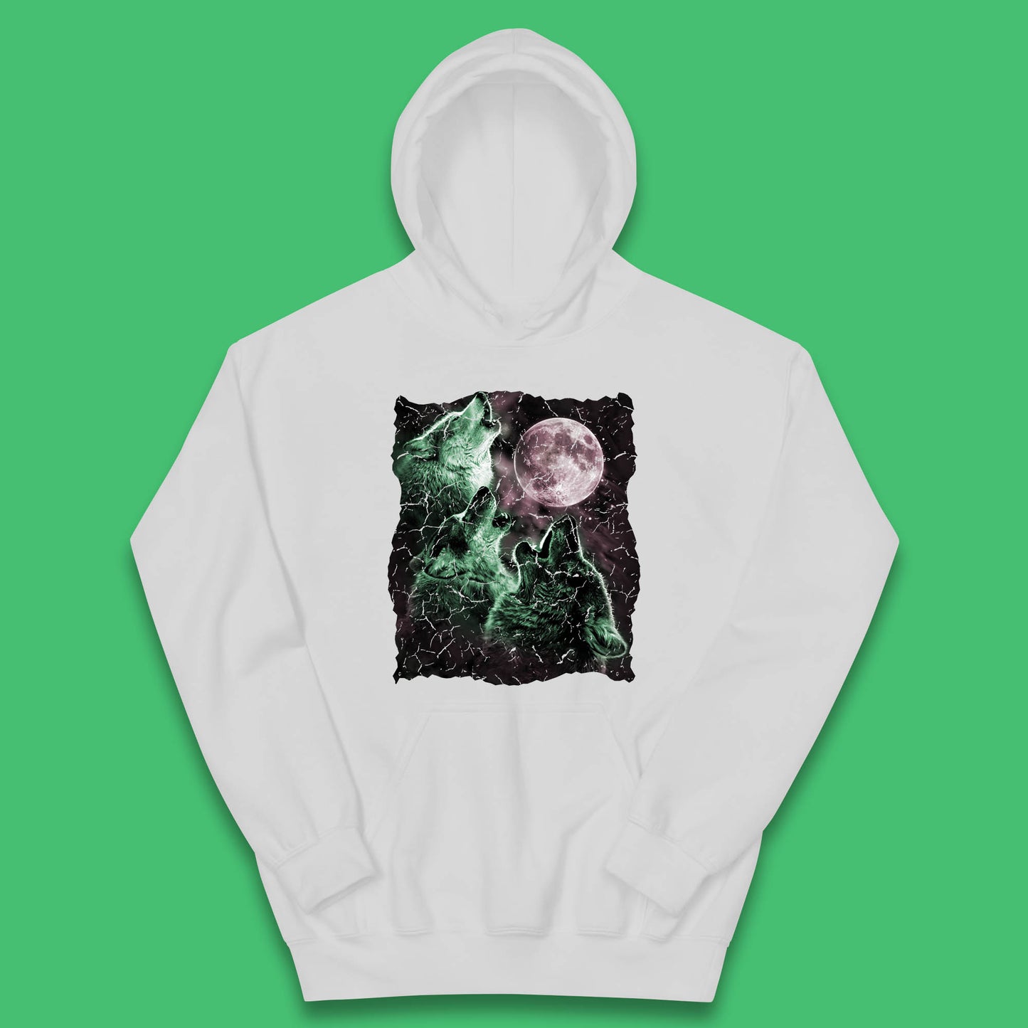 Three Wolf Howling At Moon Wild Free Wolves Three Wolf Dog Animal The Mountain Kids Hoodie