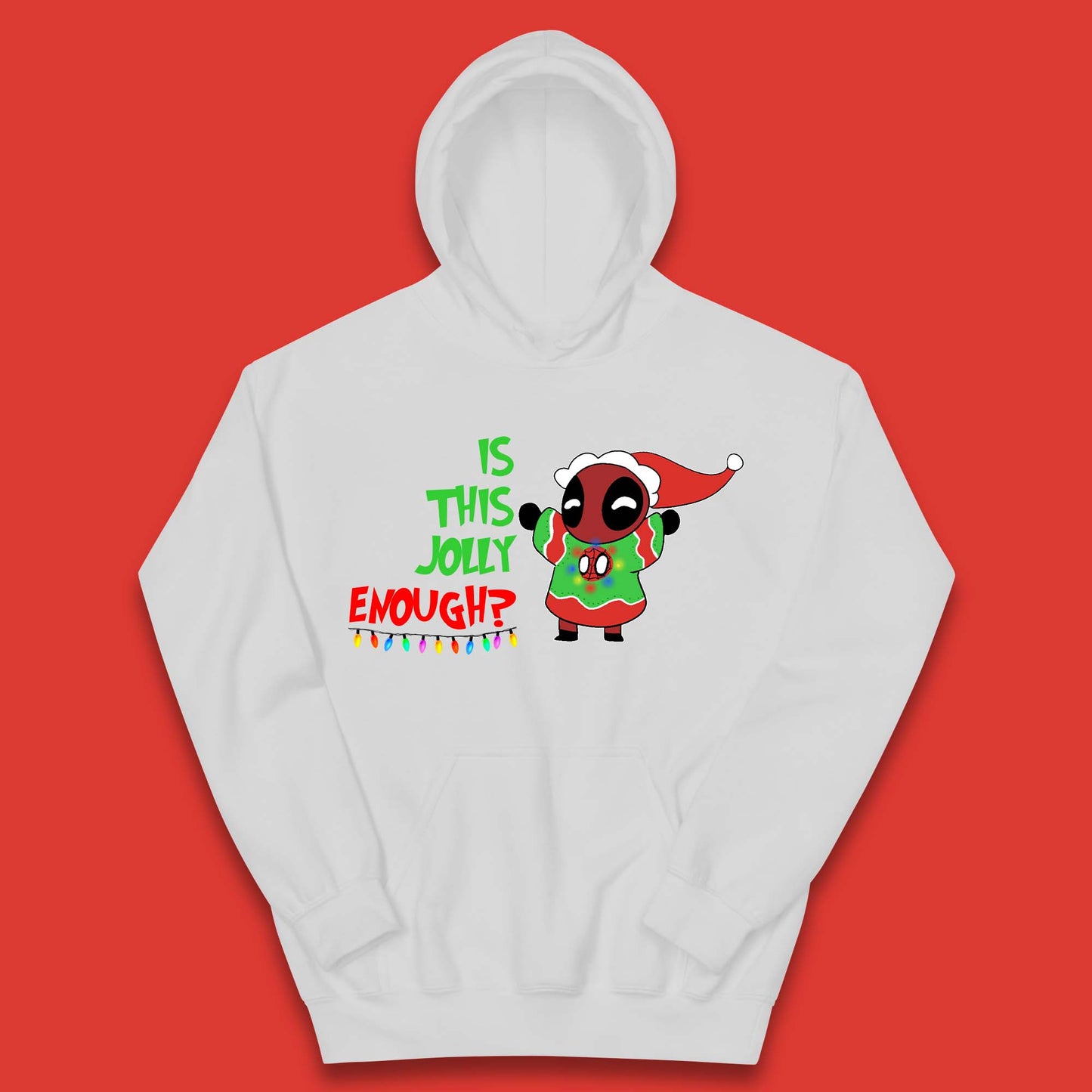 Jolly Enough Deadpool Christmas Kids Hoodie