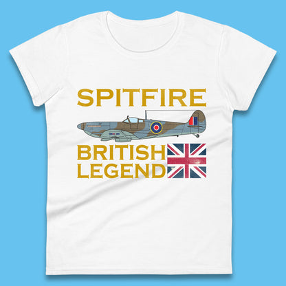 Supermarine Spitfire British Legend Fighter Aircraft Royal Air Force Spitfire WW2 Remembrance Day Womens Tee Top