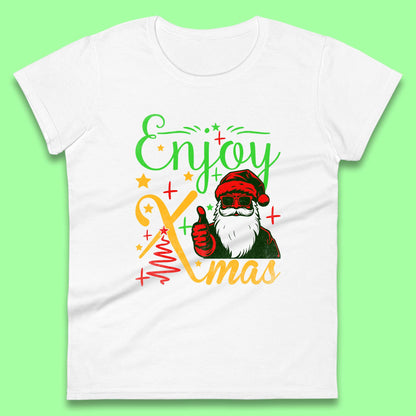 santa claus thumbs up christmas womens t shirt