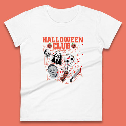 Halloween Club Horror Scary Friends Halloween Horror Movie Characters Womens Tee Top