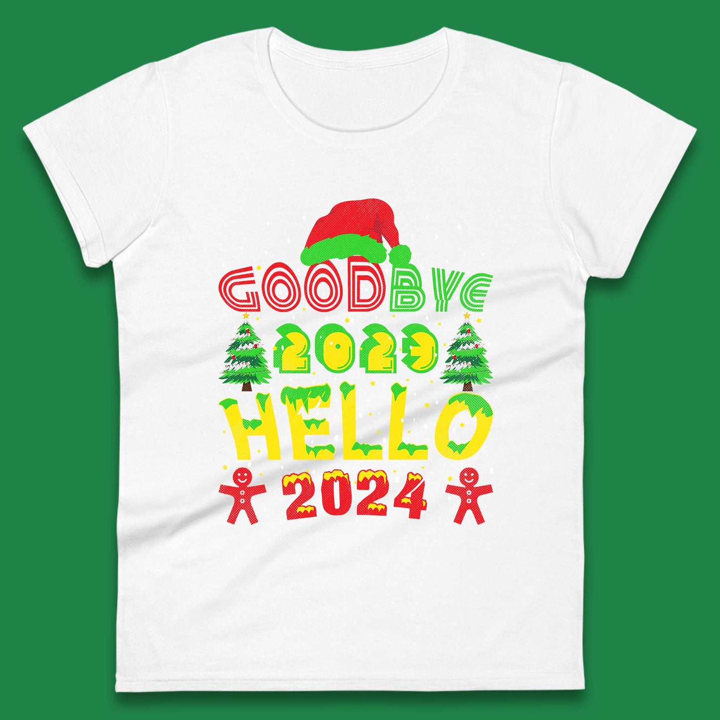 Good Bye 2023 Hello 2024 Merry Christmas Funny Happy New Year Xmas Womens Tee Top